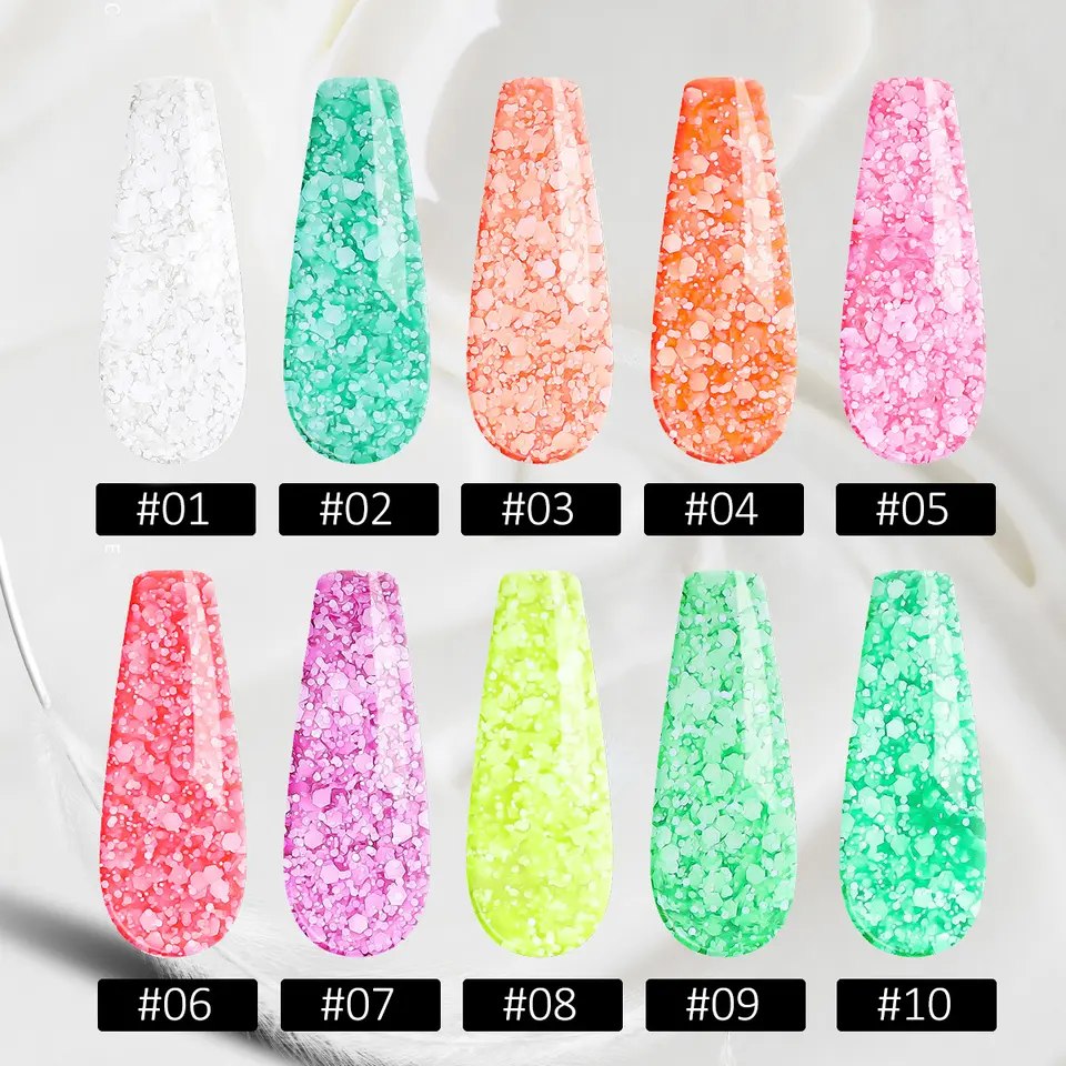 Snowflakes Sequins Glitter Snow Nail Gels