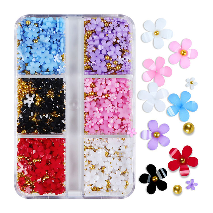 Spring Nail Art Supplies Cherry Blossom with Pearls Manicure DIY Nail Decorations