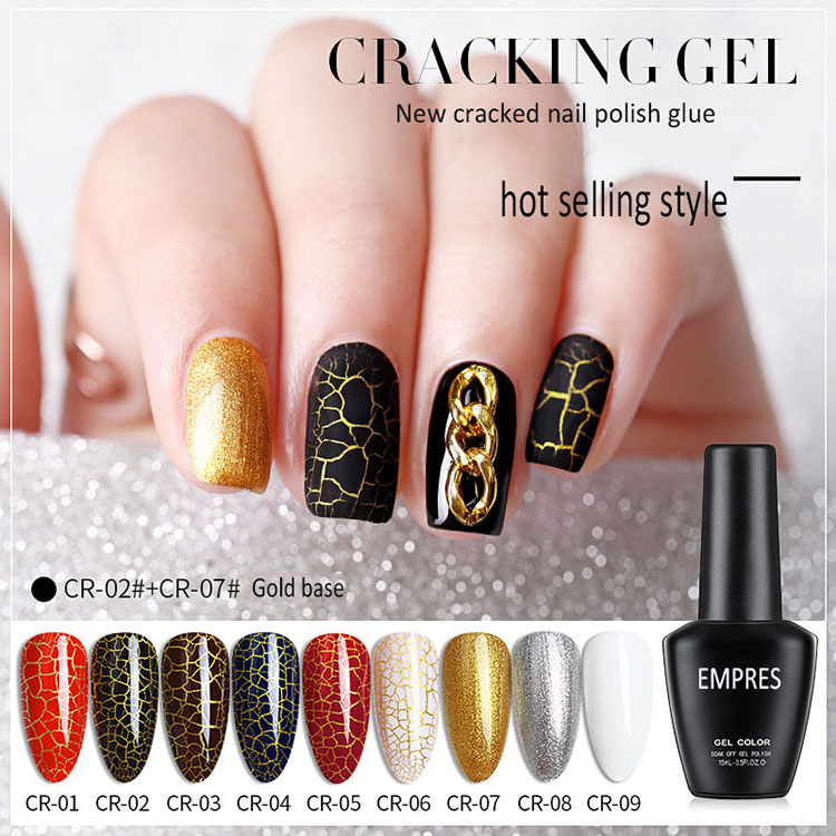 Sliver and Golden Primer Crack Gel Polish