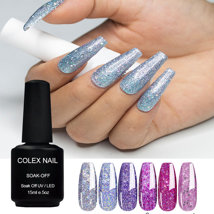 Sparkly Shiny White Silver Glitter Gel Polish