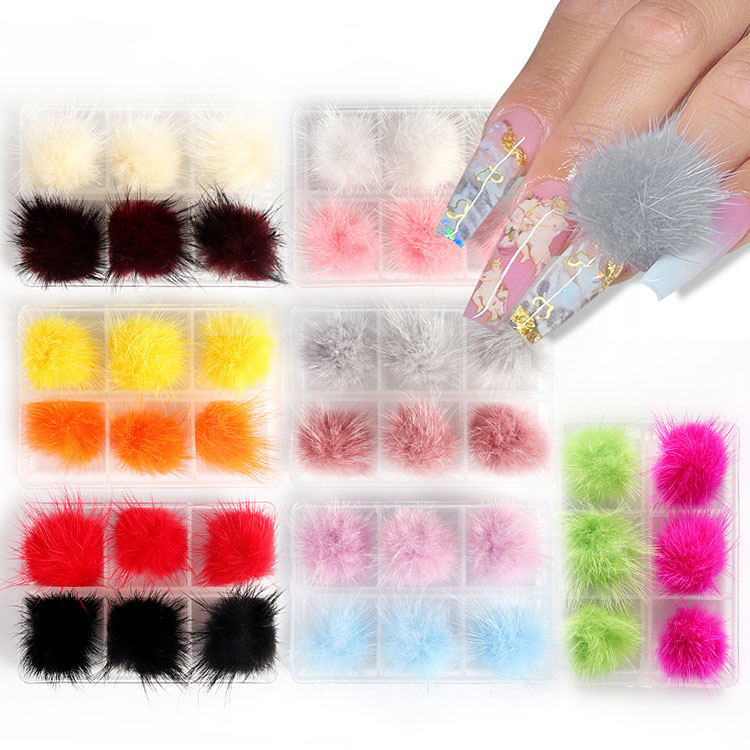 6pcs Box 3d Sofy Magnetic Pom Pom For Nails