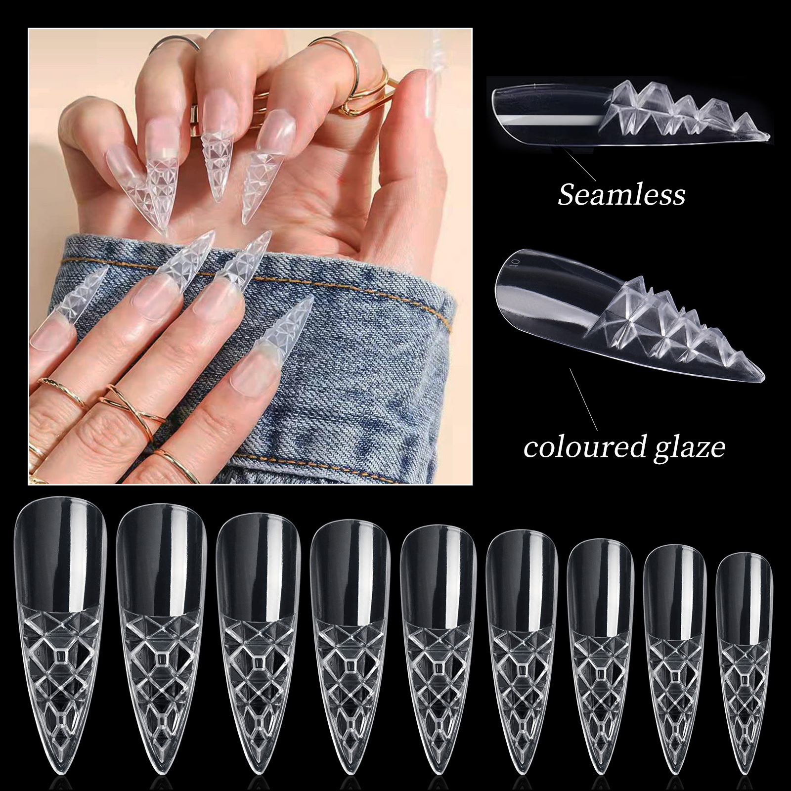 3d Crystal False Nails Tips