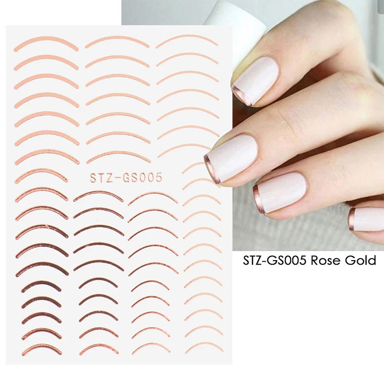 Gold Silver Stripe Lines Nail Stickers Decals