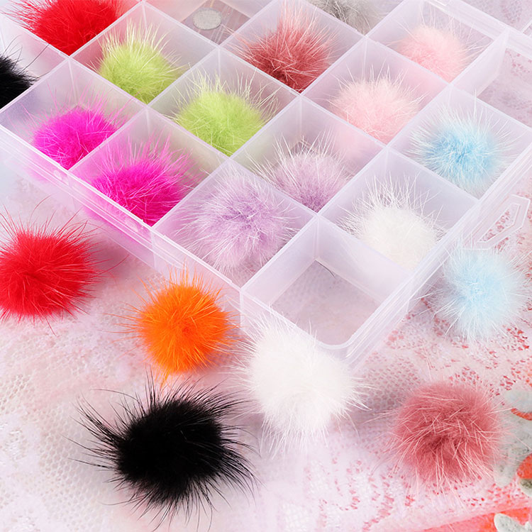 24 Pieces Nail Pom Fluffy Ball