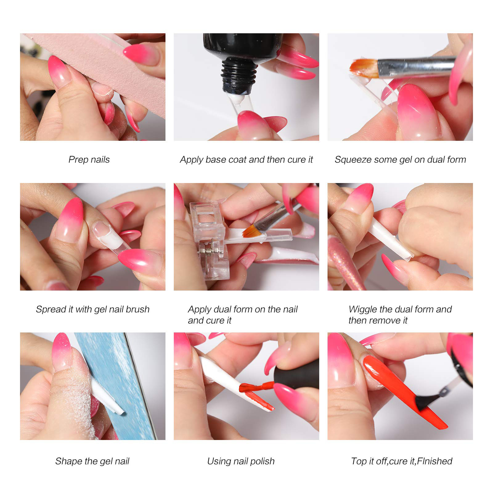 Dual Nail Forms Nail Tips 12 Shapes 288pcs for poly nail gel