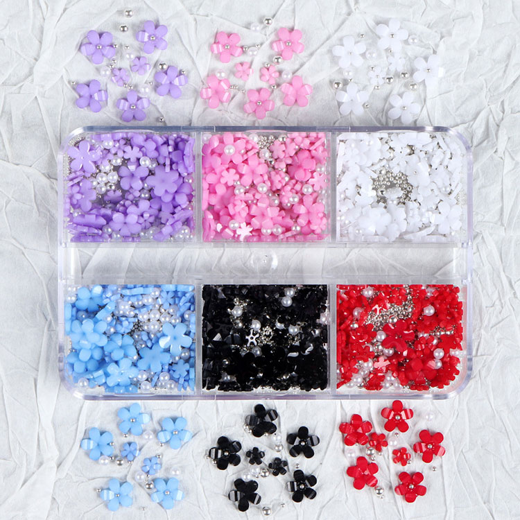 Spring Nail Art Supplies Cherry Blossom with Pearls Manicure DIY Nail Decorations