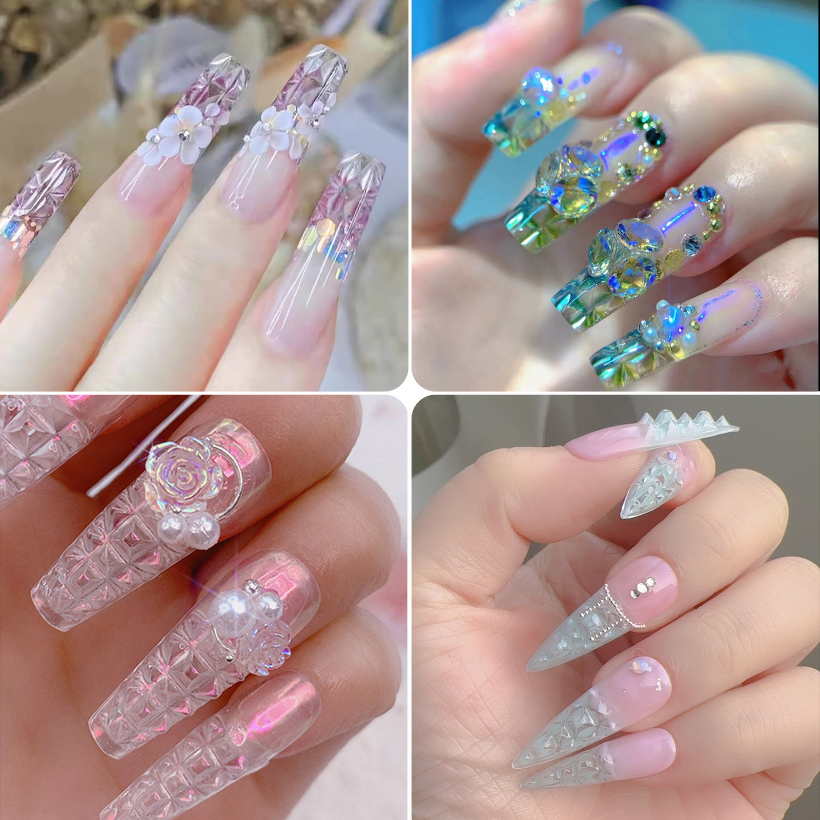 3d Crystal False Nails Tips