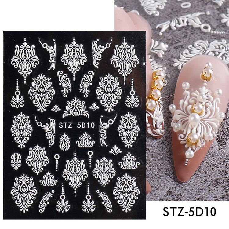 5d White Nail Art Stickers