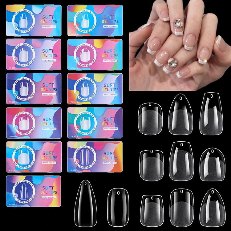 15size Soft Gel Tips – Full Cover Nail Extensions