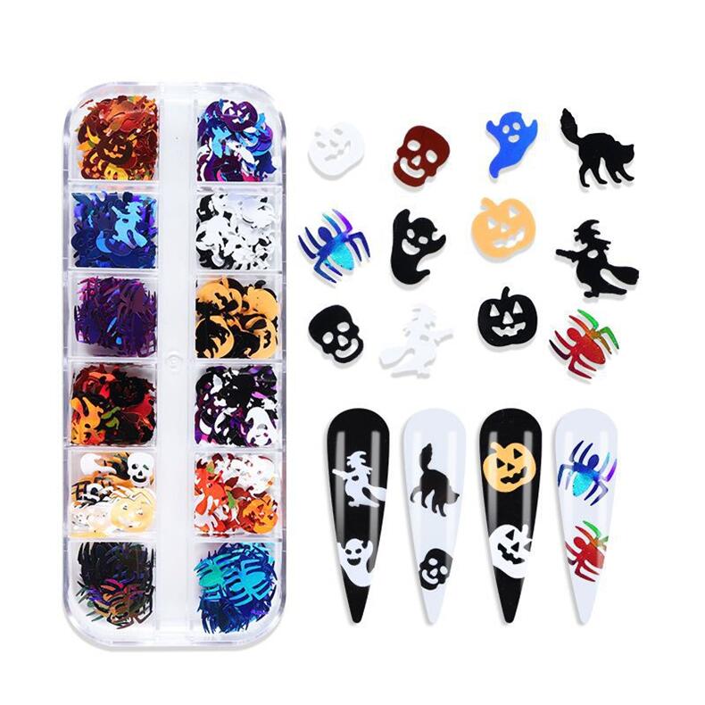 12 Grids 3D Skull Ghost Nail Sequins