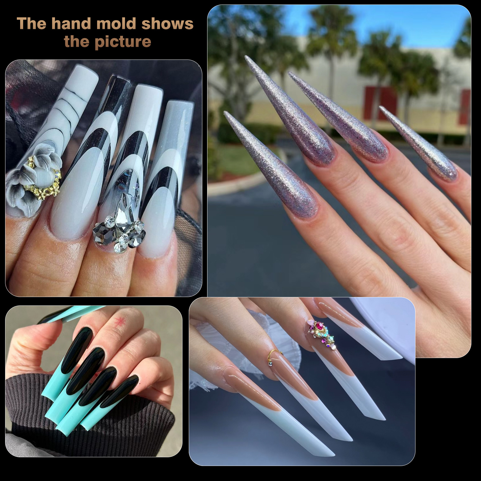 Dual Nail Forms Nail Tips 12 Shapes 288pcs for poly nail gel