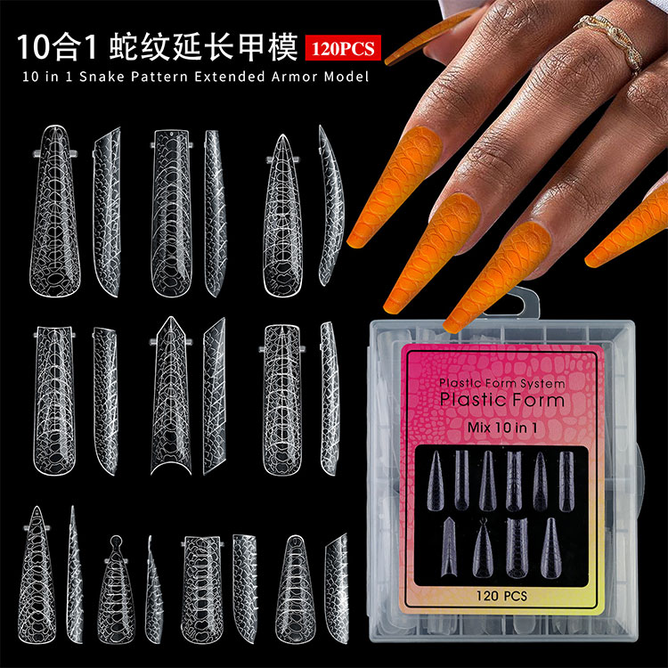 10-in-1 Snake Pattern Nail Extension Forms 120pcs