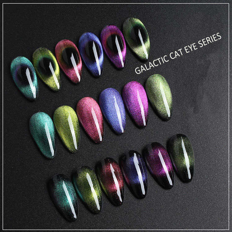 Peacock Color Diamond Cat Eye Nail Gel Polish