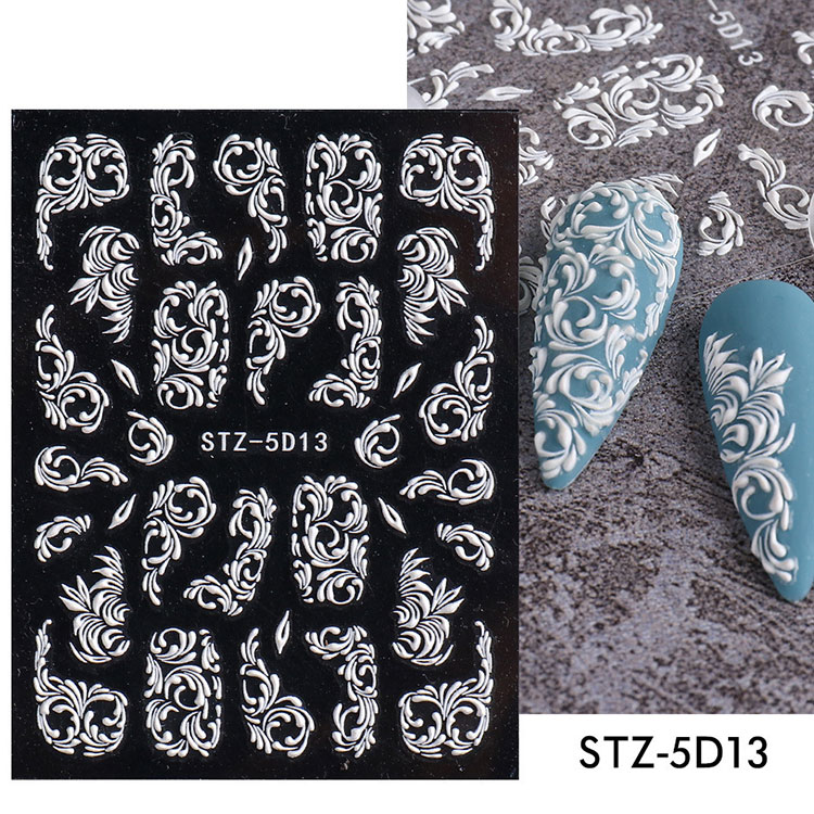 5d White Nail Art Stickers