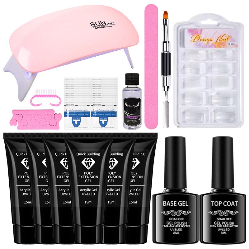 Poly Extension Gel Nail Kit with Mini Nail Lamp