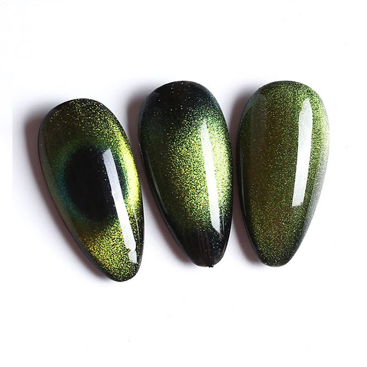 Peacock Color Diamond Cat Eye Nail Gel Polish