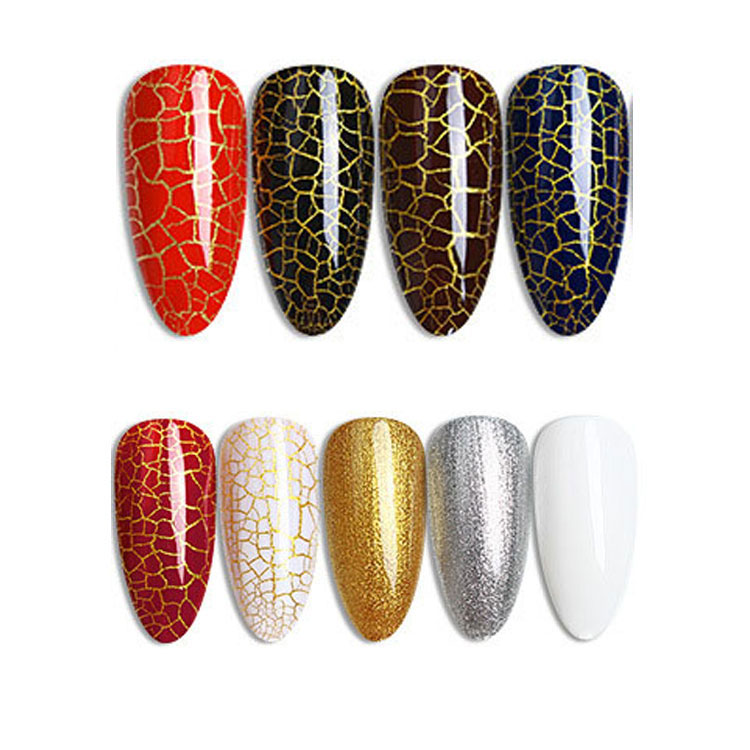 Sliver and Golden Primer Crack Gel Polish