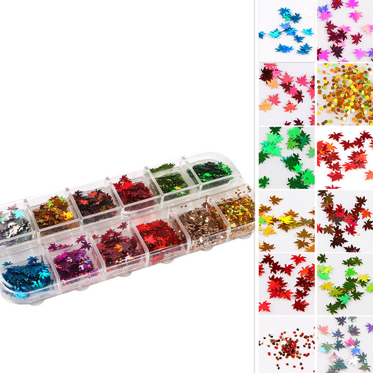Maple Leaf Nail Sequins 12colors