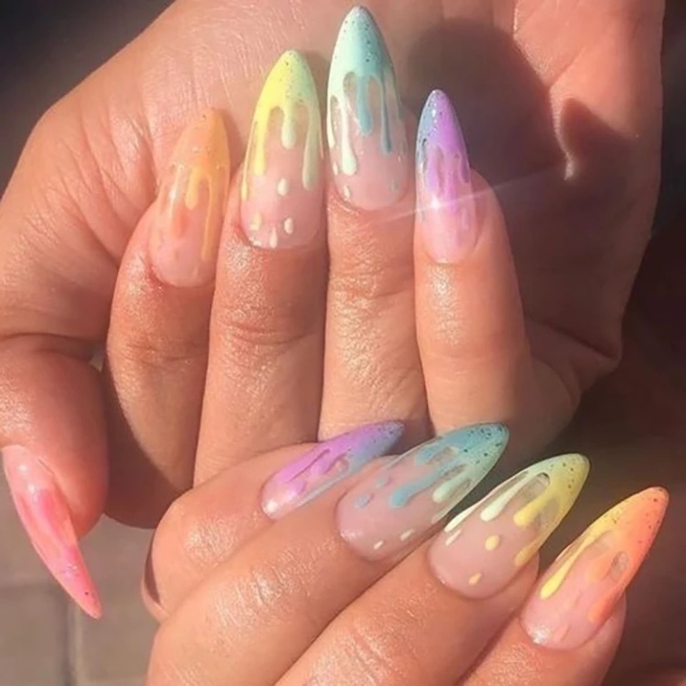 Rainbow False Nails