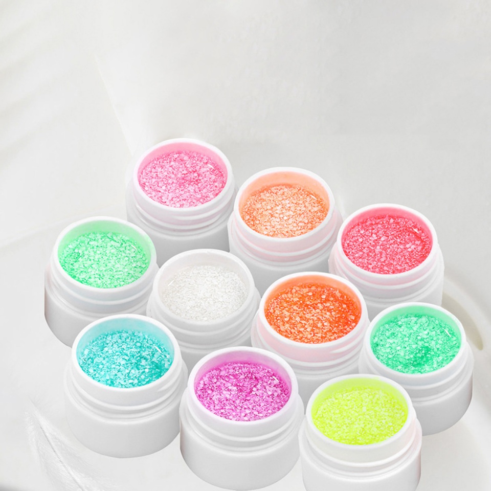 Snowflakes Sequins Glitter Snow Nail Gels