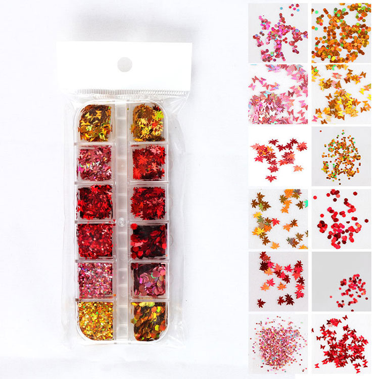 Maple Leaf Nail Sequins 12colors