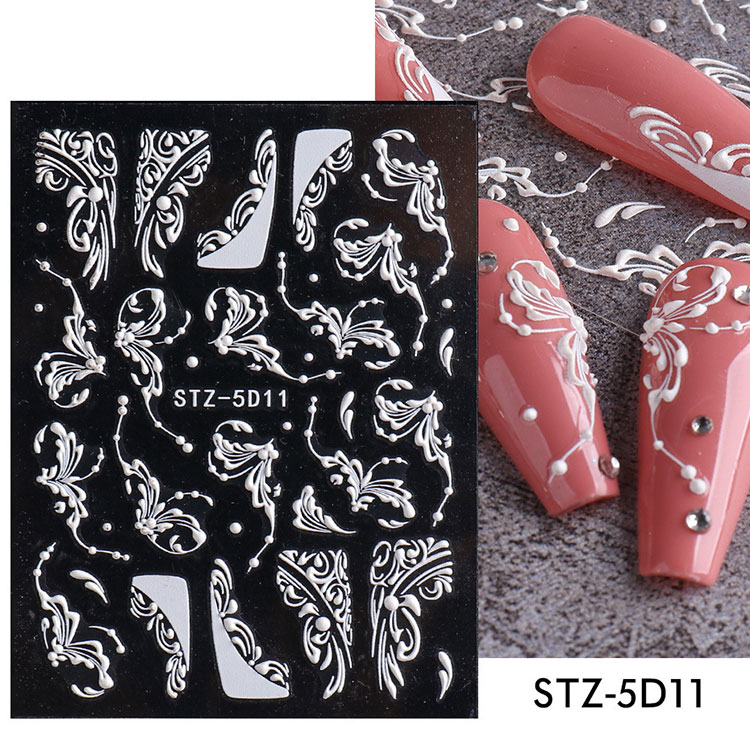 5d White Nail Art Stickers