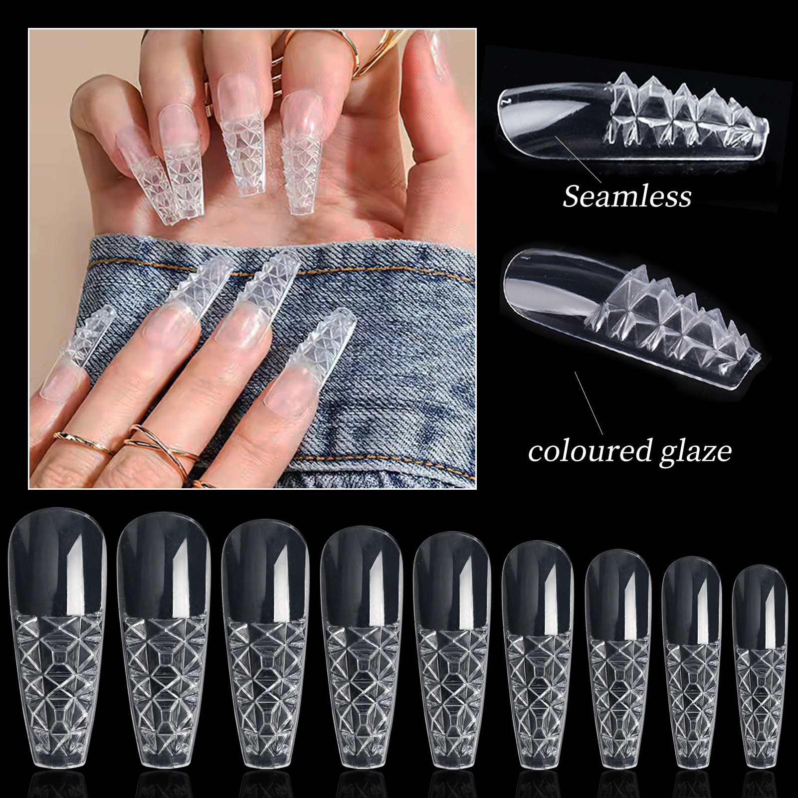 3d Crystal False Nails Tips