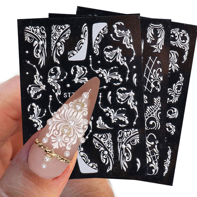 5d White Nail Art Stickers