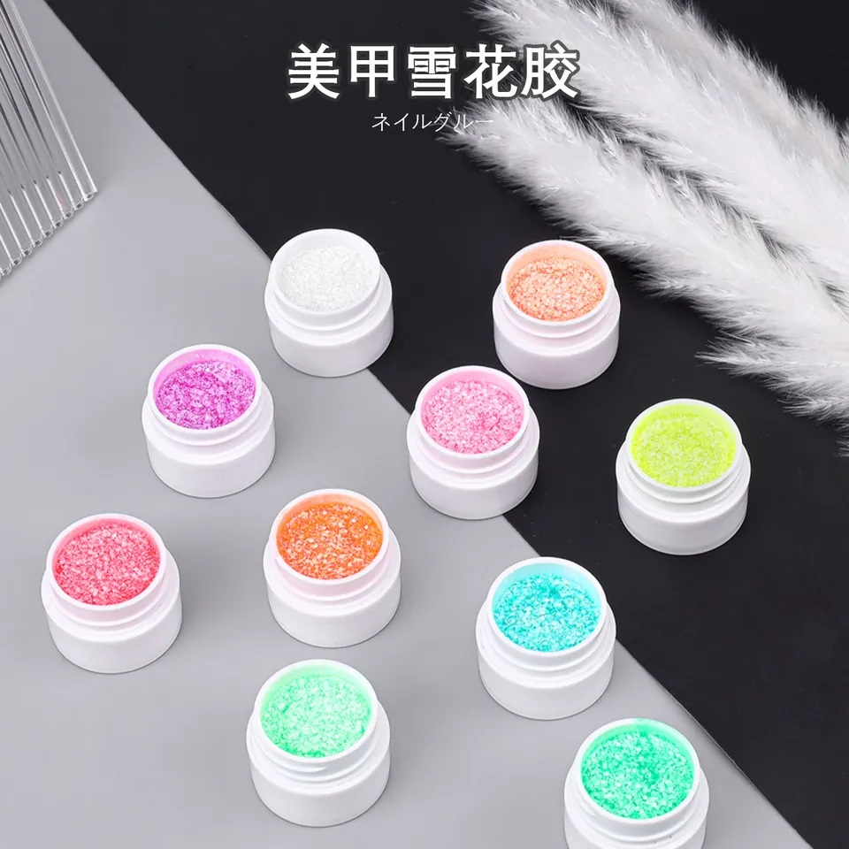 Snowflakes Sequins Glitter Snow Nail Gels