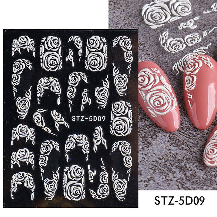 5d White Nail Art Stickers
