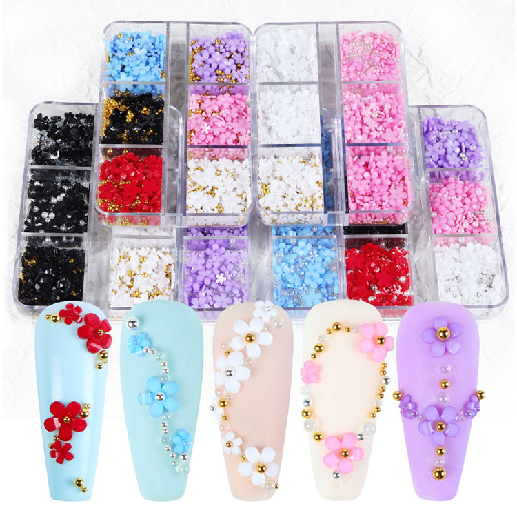 Spring Nail Art Supplies Cherry Blossom with Pearls Manicure DIY Nail Decorations