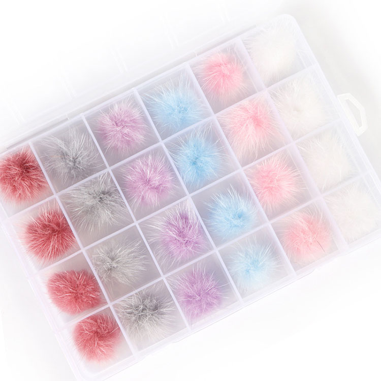 24 Pieces Nail Pom Fluffy Ball