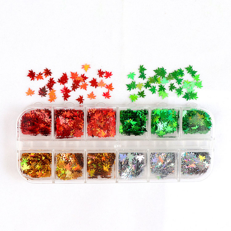 Maple Leaf Nail Sequins 12colors