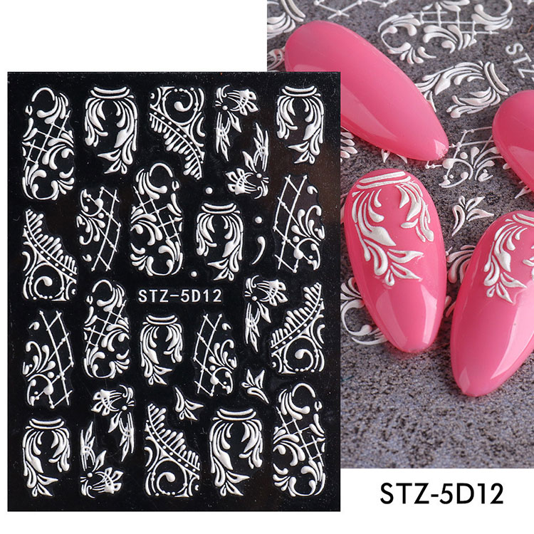5d White Nail Art Stickers
