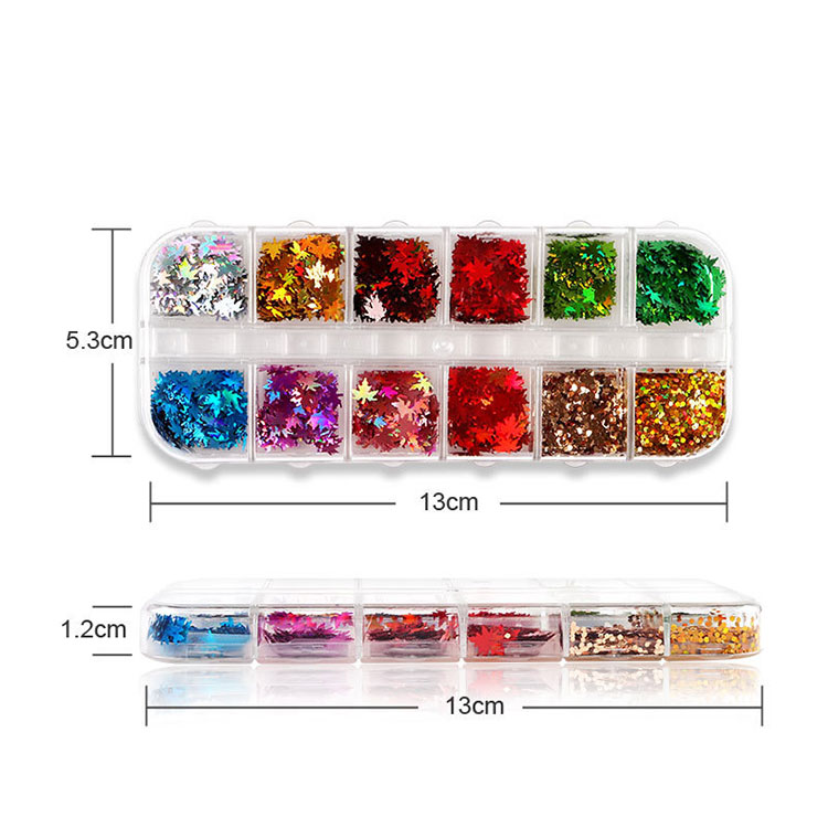 Maple Leaf Nail Sequins 12colors