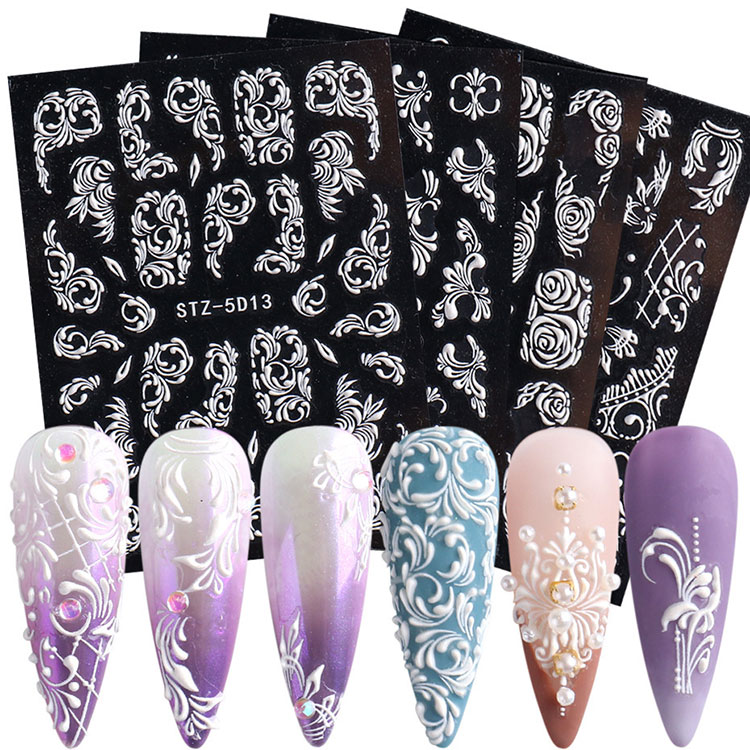 5d White Nail Art Stickers