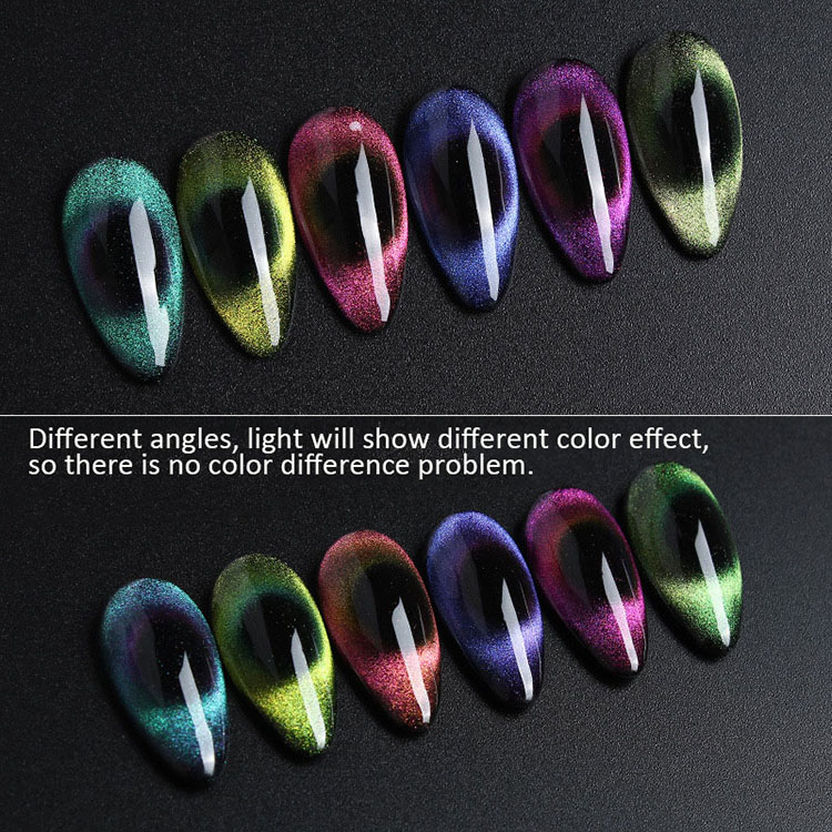 Peacock Color Diamond Cat Eye Nail Gel Polish