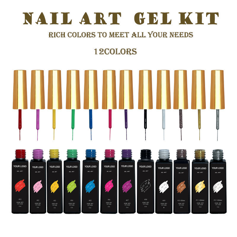 12 Colors Painting Nail Gel Polish For Line